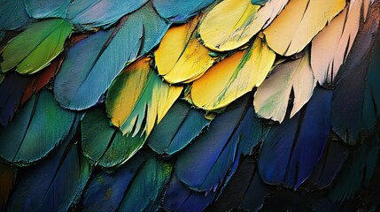 Obraz premium Vibrant Painted Feathers Texture Close Up