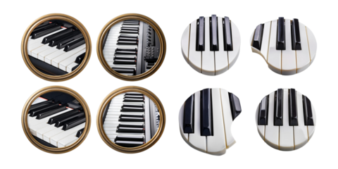Stylish Keyboard Elements on Transparent Background