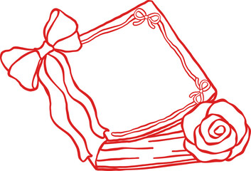 Coquette Valentine Bookish Close Book with bow Outline