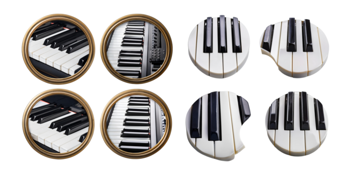 Stylish Keyboard Elements on Transparent Background