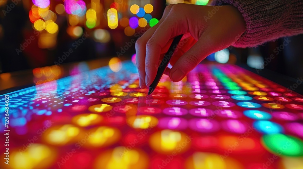 Poster interactive colorful touchscreen display with stylus
