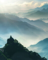 Top Of the Mountaint Buddha silence meditation and calmness
