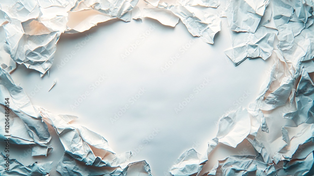 Poster crumpled paper border creating white space on gradient background