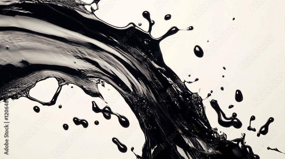 Poster black paint splashing and making a beautiful abstract shape