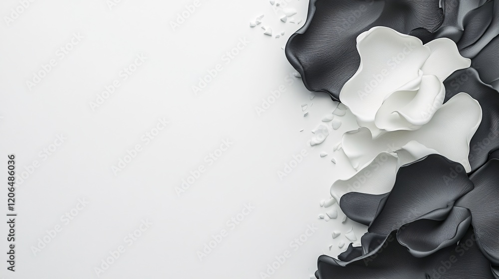 Poster abstract black and white shapes creating a dynamic visual contrast