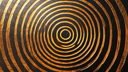 Obraz premium Concentric Golden Circles On A Dark Background