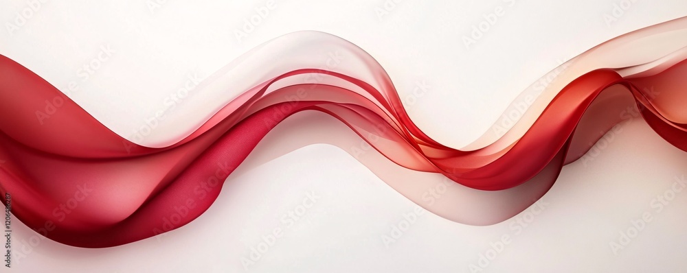 Poster red and white abstract wave flowing on white background