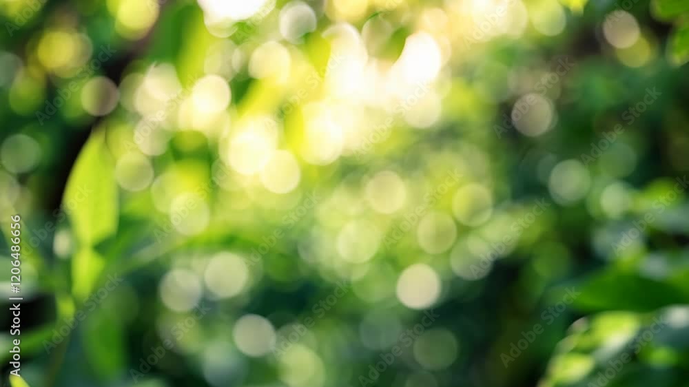 Poster beautiful natural environment with vibrant greenery and soft bokeh light in the background during da