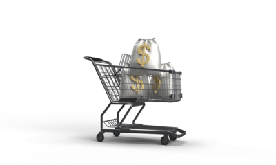 inflation shopping cart bag us dollar sign symbol object financial business economy price investment wealth saving inflation currency growth buying store tax day april month 2025 year risk exchange 