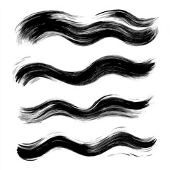 Four wavy black brush strokes on white background. (1)