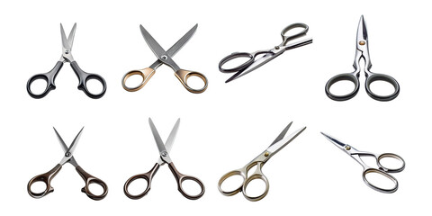 Various Scissors on Transparent Background