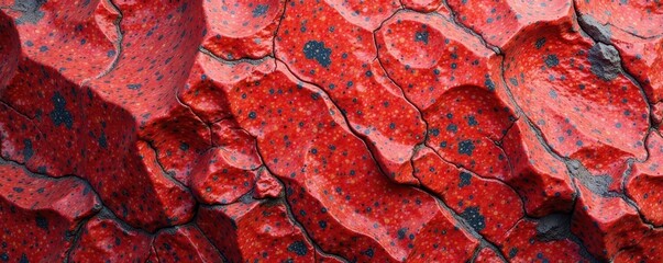 Fototapeta premium Rough red granite with scattered dark grey speckles, granite texture, natural stone