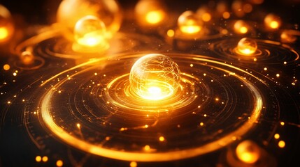 Glowing Orb Surrounded By Circular Light Trails