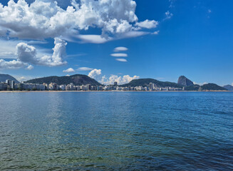 View of famous beach in sunny day