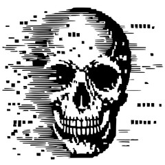 Glitch skull silhouette