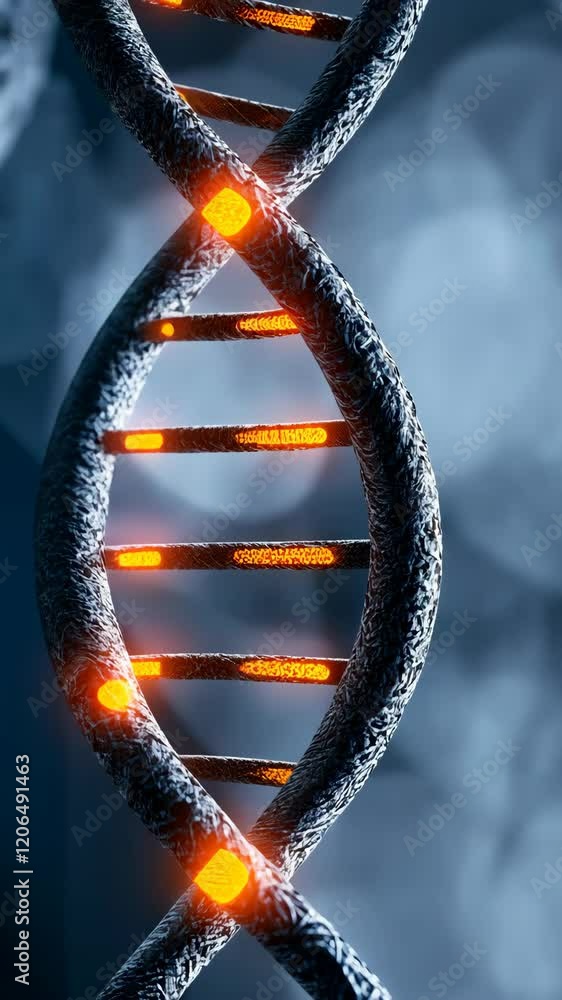 Poster visual representation of a double helix structure showcasing illuminated nucleotides and its complex