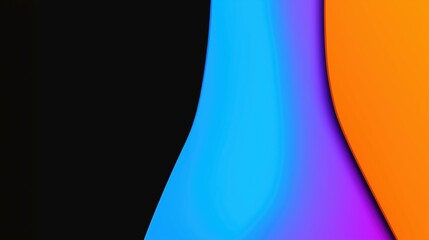 Abstract gradient design with flowing blue, orange, and purple shapes on a black background