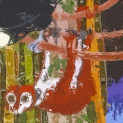 Various oil paintings, flowers, forests, tropical leaves, birds, giraffes, elephants, fish,...