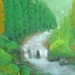 Various oil paintings, flowers, forests, tropical leaves, birds, giraffes, elephants, fish,...