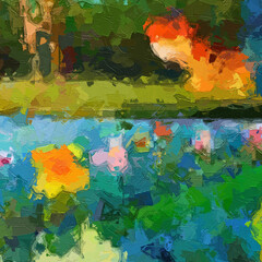 Various oil paintings, flowers, forests, tropical leaves, birds, giraffes, elephants, fish,...