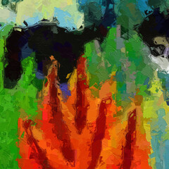 Various oil paintings, flowers, forests, tropical leaves, birds, giraffes, elephants, fish,...