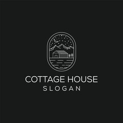 cottage simple line art logo template vector illustration design