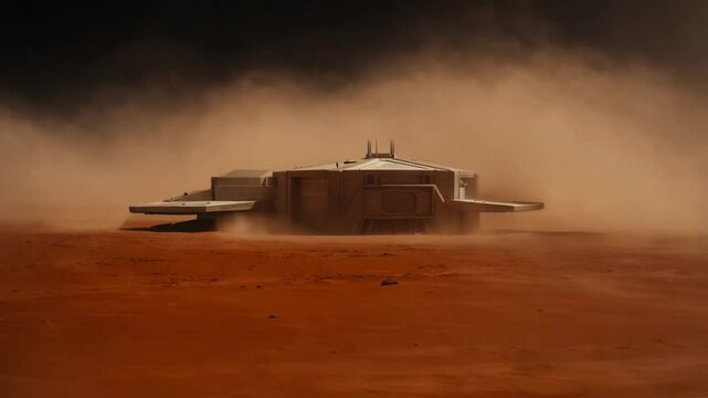 
base on mars in the middle of a storm