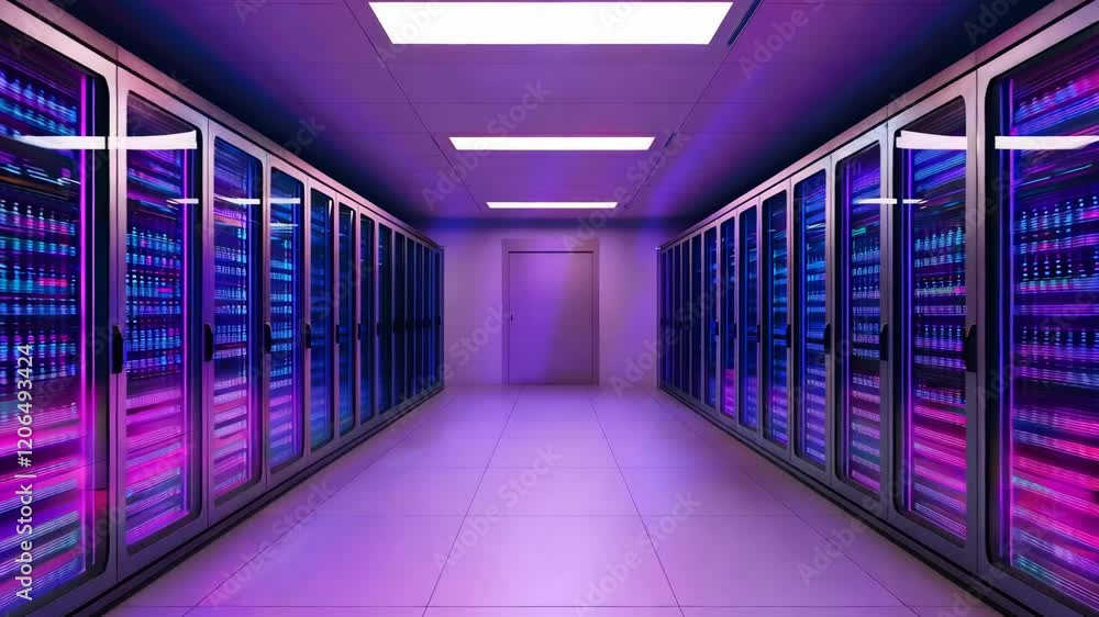 Aufkleber illuminated technology in futuristic data center with server racks