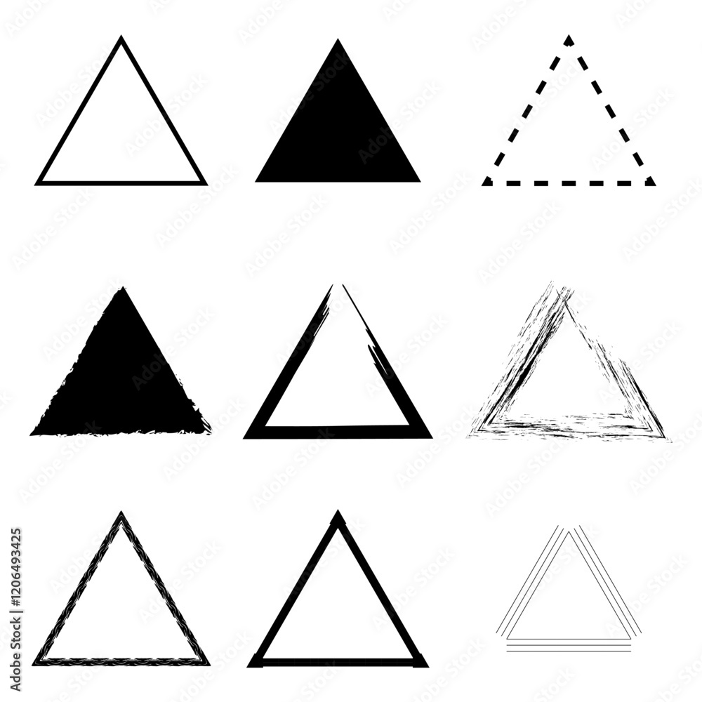 Aufkleber triangle shape set. geometric triangle icons. artistic outline forms. minimal vector graphic.