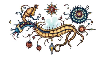 Obraz premium Abstract biomorphic creature with ornate details.