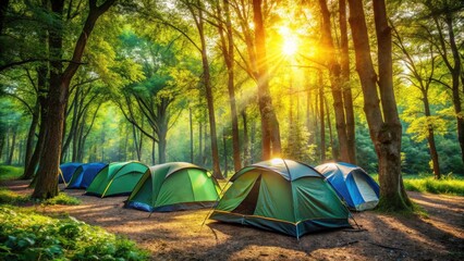 Camping Tents Campground Woods Daytime Photography - Scenic Nature Adventure