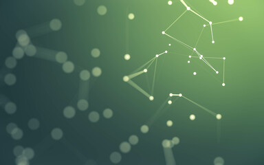 Abstract background. Molecules technology with polygonal shapes, connecting dots and lines. Connection structure. Big data visualization.