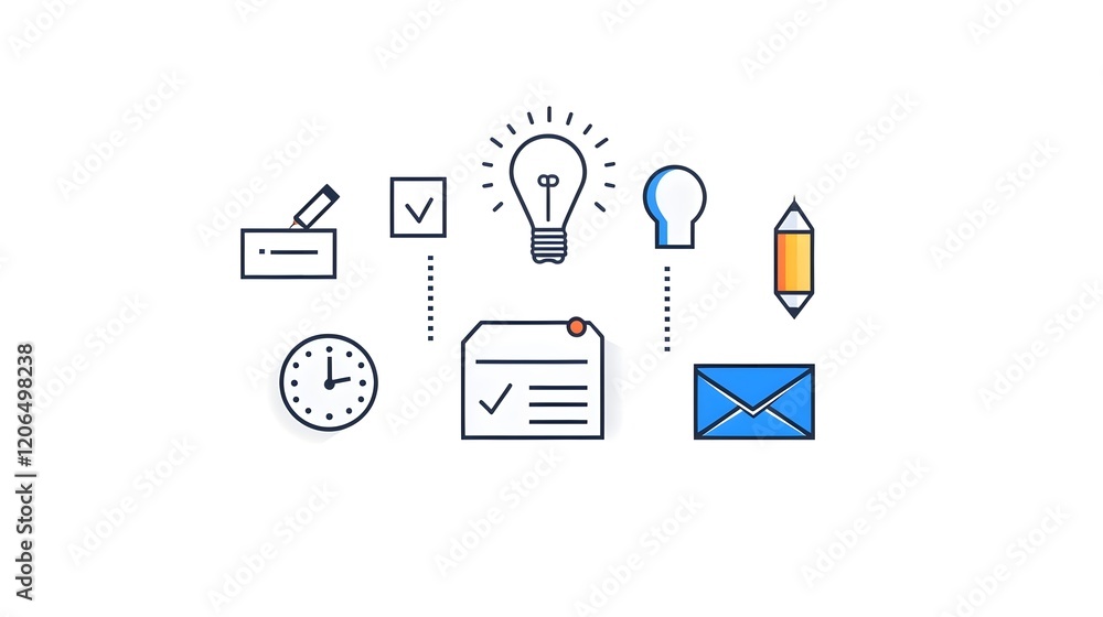 Aufkleber Collection of 6 linear icons designed to represent various elements of digital form filling data entry and online workflow processes  These clean