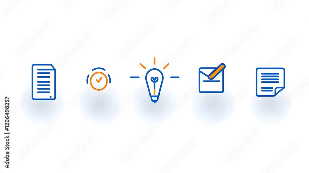 Poster Collection of 6 clean thin line icons designed to represent various elements of digital form filling data entry and online processes  These simple