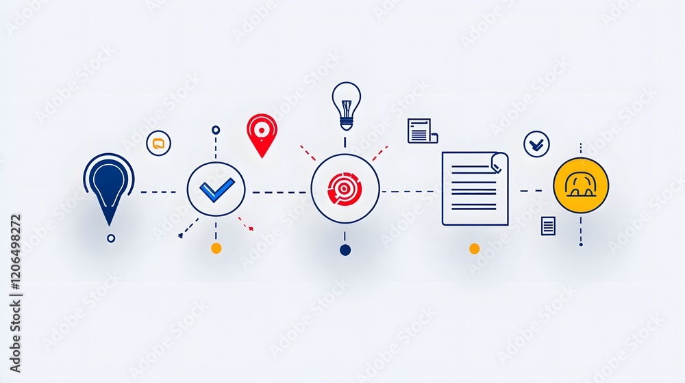 Poster A collection of 6 clean  thin line icons designed to represent various elements of digital form filling  data entry  and online information organization processes  highlighting an efficient workflow