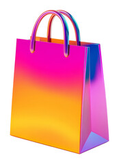 Colorful gradient paper shopping bag with glossy finish, digital design concept