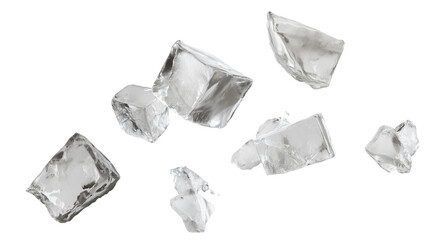 Obraz premium Flying ice cubes, isolated on transparent background 