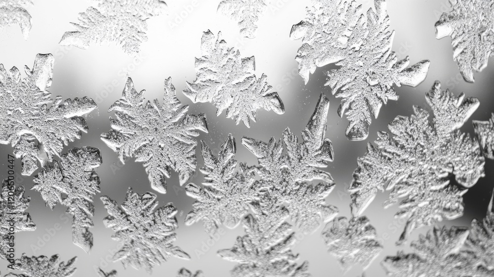 Poster delicate frost patterns on a winter window