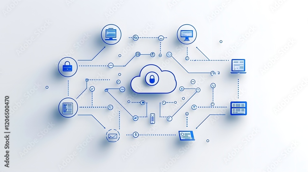 Leinwandbilder Efficient cloud computing network with synchronized data flow enabling seamless information processing and scalable storage solutions