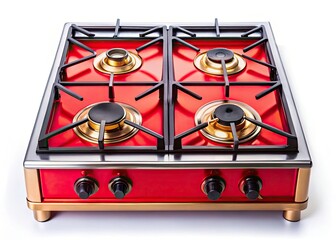 Isolated Stove Top View, Panoramic Kitchen Appliance Photography, White Background, Gas Stove, Electric Stove, Cooktop Image
