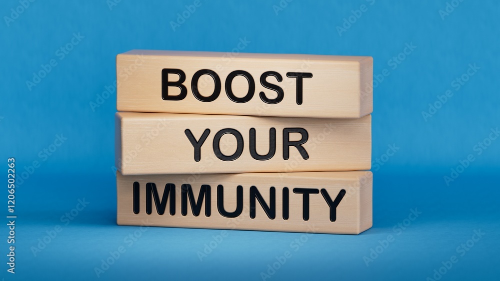 Poster boost your immunity symbol. concept word boost your immunity on wooden blocks.helthcare and boost yo