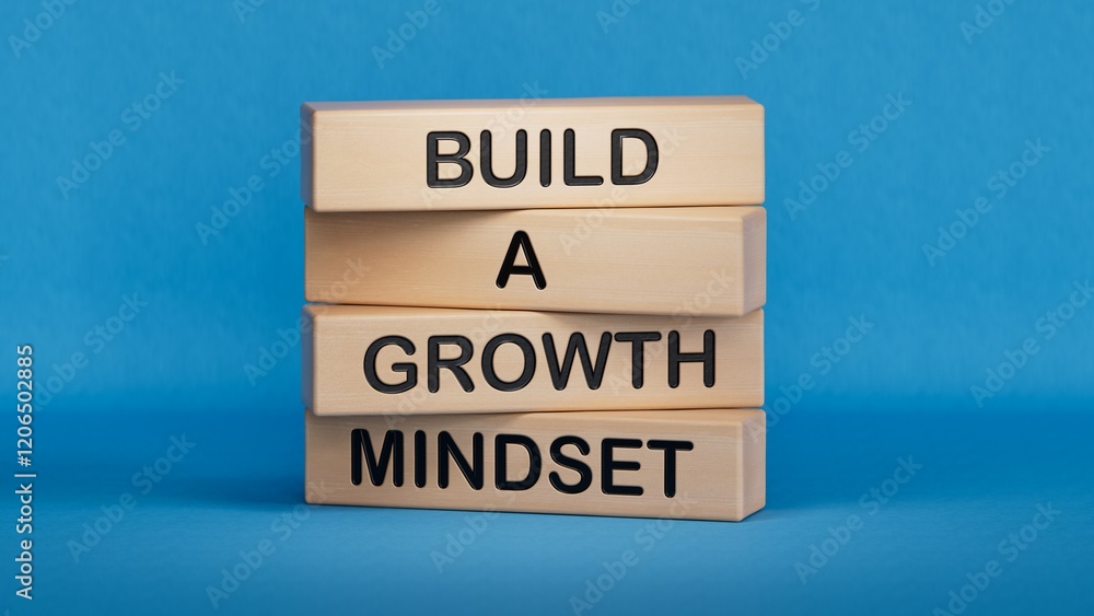 Poster build a growth mindset symbol. concept words build a growth mindset on wooden blocks.business and bu