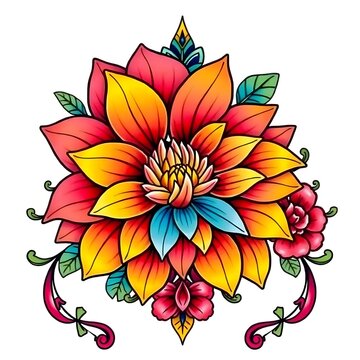 Fototapeta Vibrant floral illustration with ornate details.