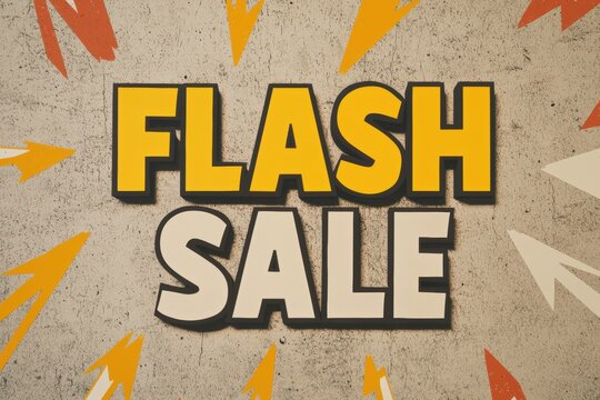 Dynamic Flash Sale Banner with Bold Typography and Vibrant Arrow Graphics