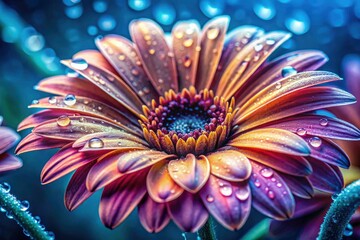 Macro Photography, Watercolor Flower, Raindrops, Petals, Delicate Bloom, Close-up, Nature, Botanical, Floral Art, High Resolution Image