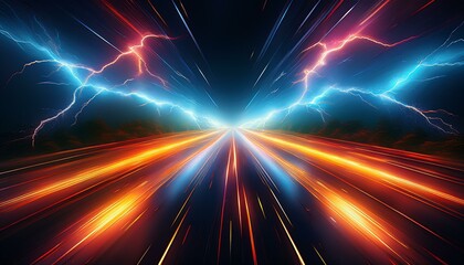 A streak of layered lightning bolts