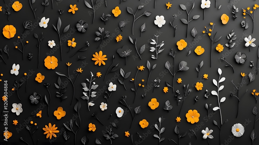 Aufkleber breathtaking abstract floral patterns with a glowing luminous effect set against a dark dramatic bac