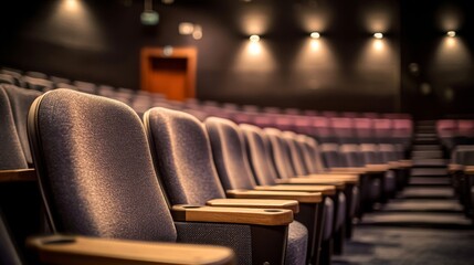 Empty Rows of Seats in a Dark Cinema Auditorium