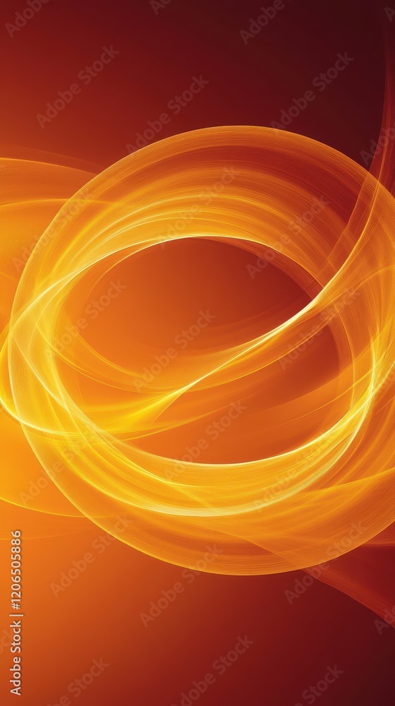 Poster bright orange swirl design on dark background with abstract artistic elements and fluid motion effec