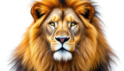 Fototapeta premium Majestic Male Lion Portrait Powerful Wild Cat Image